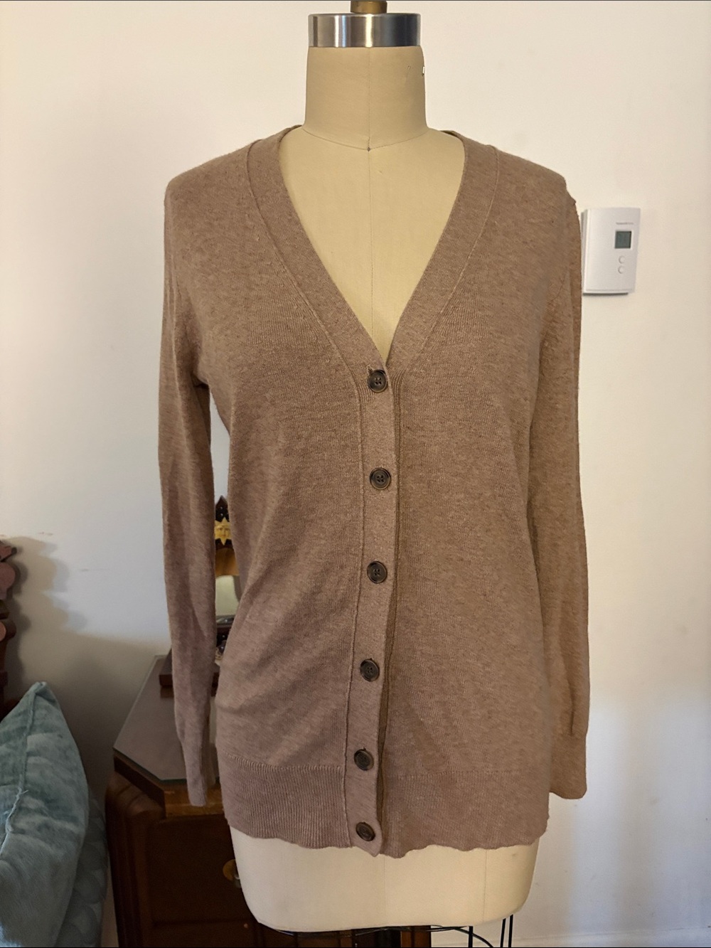 J.Crew Mercantile Classic V-Neck Button Front Cardigan Sweater - Taupe Size XS